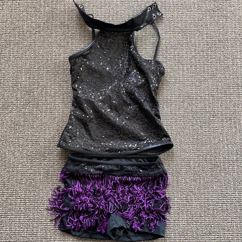 Black and purple Balera jazz dance costume.